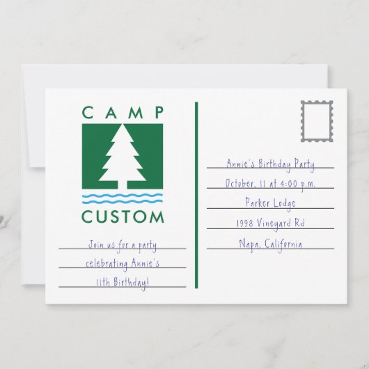 Camp Custom Einladung (Vorderseite)