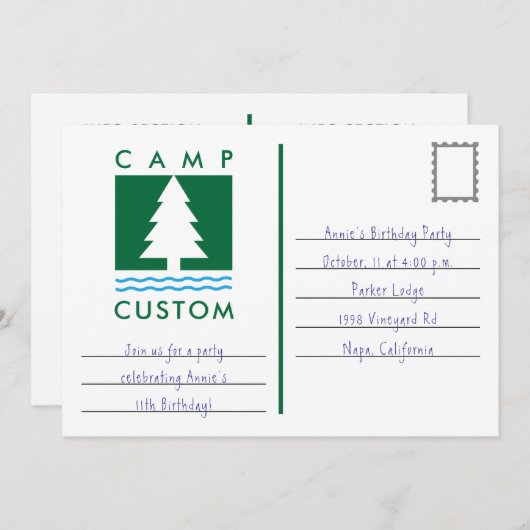 Camp Custom Einladung (Vorne/Hinten)