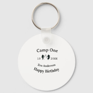 Camp einen Geburtstag Name Datum Campingabenteuer Schlüsselanhänger