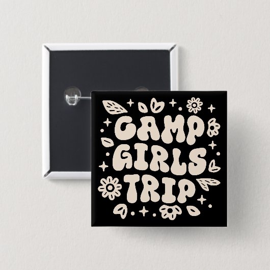 Camp Girls verreisen Retro-Vintage Ästhetik Button (Vorne & Hinten)
