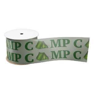 CAMP Green Tent Summer Camping Camper Ribbon Satinband