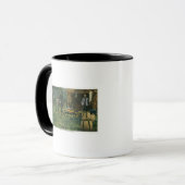 Camp Ground Scene von Men Camping in Maine Tasse (Vorderseite Links)