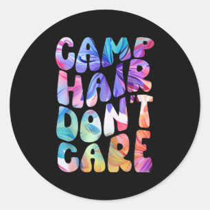 Camp Hair Dont Care Summer Camping Shirt für Mädch Runder Aufkleber