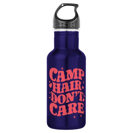 Camp Hair Keine Sorge Sommer Camping Girls Groovy Edelstahlflasche (Vorderseite)