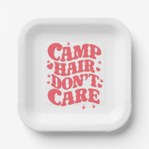 Camp Hair Keine Sorge Sommer Camping Girls Groovy Pappteller