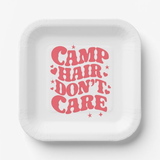 Camp Hair Keine Sorge Sommer Camping Girls Groovy Pappteller (Vorderseite)