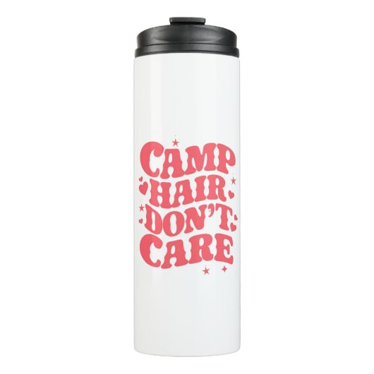 Camp Hair Keine Sorge Sommer Camping Girls Groovy Thermosbecher (Vorderseite)