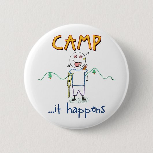 Camp Happens - Funny Kids Summer Camp Zeichnend Button (Vorderseite)