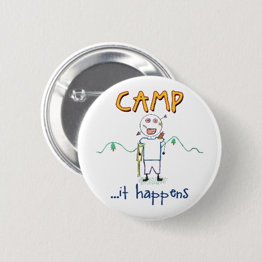 Camp Happens - Funny Kids Summer Camp Zeichnend Button (Vorne & Hinten)