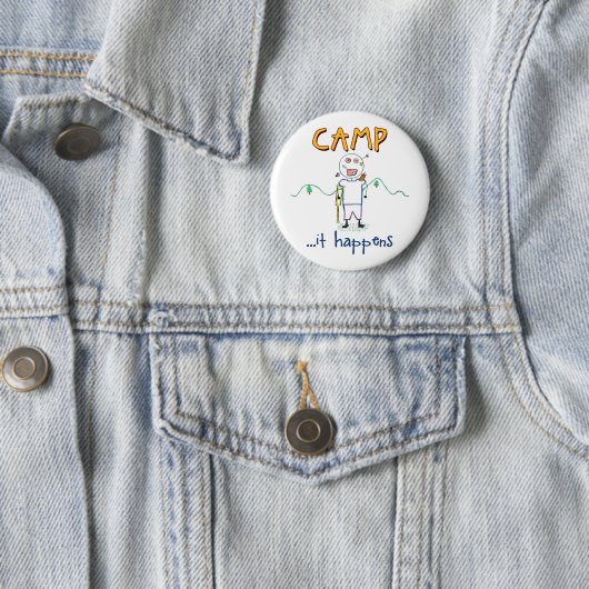 Camp Happens - Funny Kids Summer Camp Zeichnend Button (Beispiel)