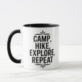 Camp Hike Explore Repeat Abenteuer Zitat Tasse (Links)