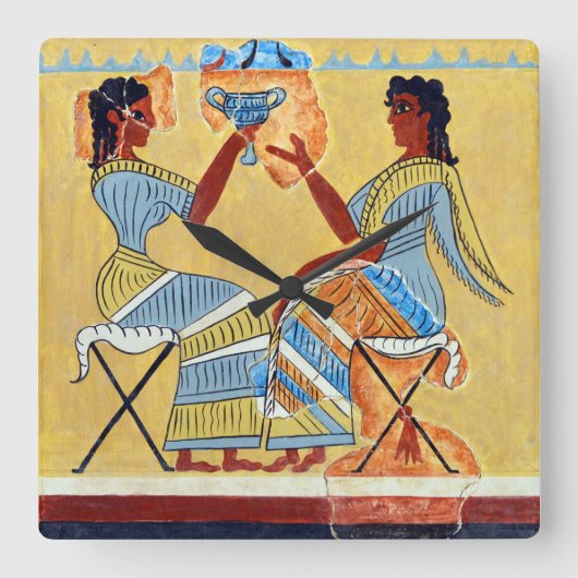 Camp hocker Fresco Priestesses sprechen Replik anc Quadratische Wanduhr (Vorderseite)