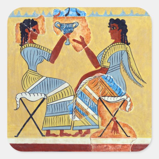 Camp hocker Fresco Priestesses sprechen Replik anc Quadratischer Aufkleber (Vorderseite)