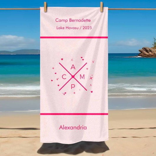 CAMP Hot Pink Bachelorette Bridesmaipool Strandtuch