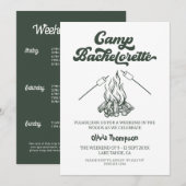 Camp-Junggeselinnen-Abschied Einladung (Vorne/Hinten)