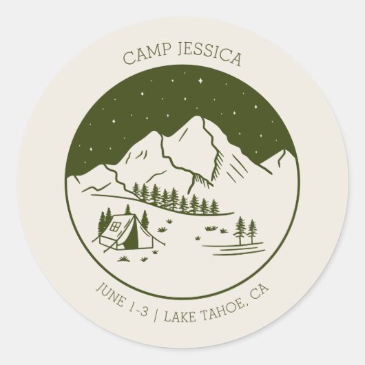 Camp Junggeselinnen-Abschied Gefallen Sticker (Vorderseite)