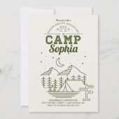 Camp Junggeselinnen-Abschied Itinerary Camping Einladung (Vorderseite)