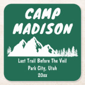 Camp Junggeselinnen-Abschied Mountain Brautparty Rechteckiger Pappuntersetzer (Vorderseite)