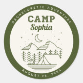 Camp Junggeselinnen-Abschied Runde Gunst Sticker (Vorderseite)