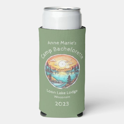 Camp Junggeselinnen-Abschied Weekend Keepake Selters Dosenkühler (Seltzer Vorderseite)