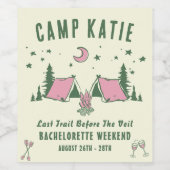 Camp-Junggeselinnen-Abschied Weinetikett (Einzelnes Label)