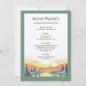 Camp Junggeselinnen-Abschied Wochenende Ausflug Einladung (Vorderseite)