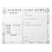 Camp Letter ausfüllen - Niedliche Summer Camp Stat Notizblock (Vorderseite)