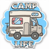 Camp Life | Retro Camper Aufkleber (Vorderseite)