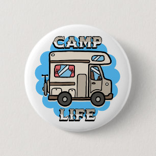 Camp Life   Retro Camper Button