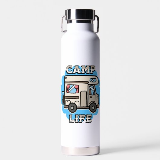 Camp Life | Retro Camper Personalisiert Trinkflasche (Vorne)
