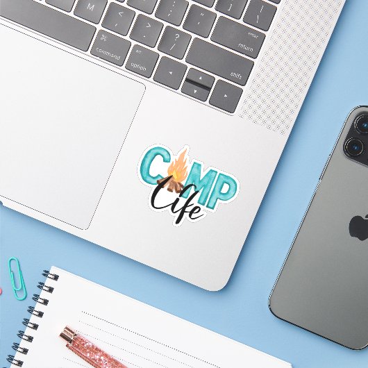 Camp Life Vinyl Sticker (Laptop mit iPhone)