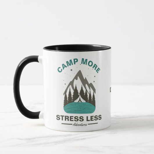 Camp Mehr Stress weniger Monogramm Tasse (Links)