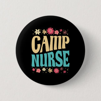 Camp Nurse Floral Outfit Summer Camping Registered Button