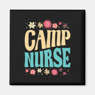 Camp Nurse Floral Outfit Summer Camping Registered Magnet