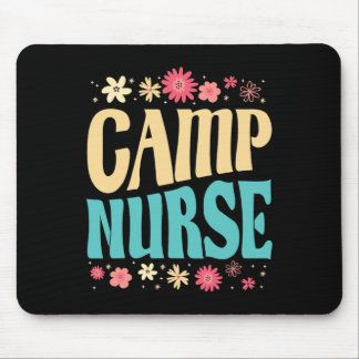 Camp Nurse Floral Outfit Summer Camping Registered Mousepad
