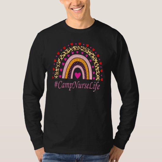 Camp Nurse Leopard Rainbow Nurse's Week T-Shirt (Vorderseite)