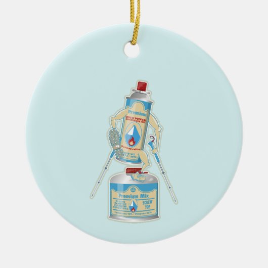 Camp-Ofen Gas Kanister lustige Wanderung Keramik Ornament (Vorne)