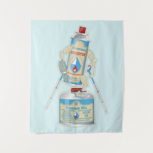 Camp-Ofen Gas Kanister lustige Wanderung Wandteppich (Vorderseite)