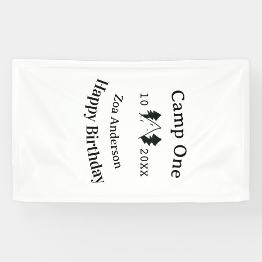 Camp one happy birthday name date campingadventure banner (Horizontal)