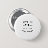 Camp one happy birthday name date campingadventure button (Vorne & Hinten)