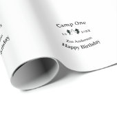 Camp one happy birthday name date campingadventure geschenkpapier (Rolleneckpunkt)