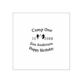 Camp one happy birthday name date campingadventure gummistempel (Prägung)