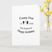 Camp one happy birthday name date campingadventure karte (Gelbe Blume)