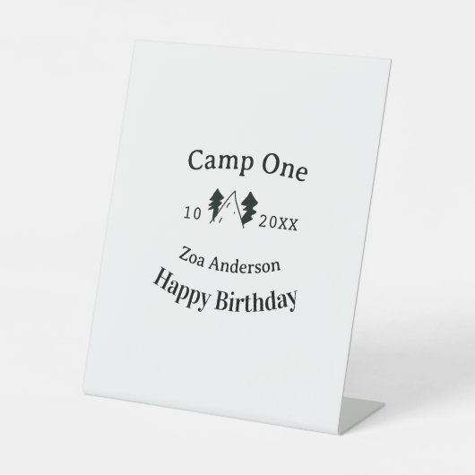 Camp one happy birthday name date campingadventure sockelschild (Vorderseite)