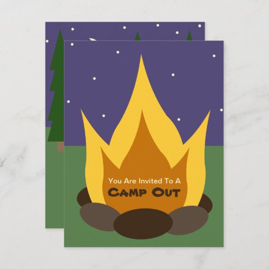 Camp-Out-Einladung - Camp-Feuer Einladung (Vorne/Hinten)
