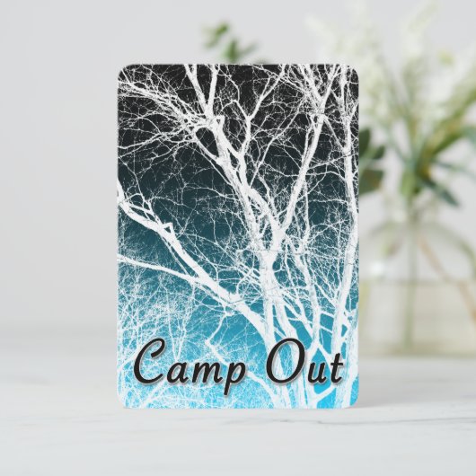 Camp Out Ghost Tree Einladung (Stehend Vorderseite)