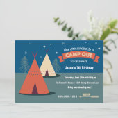 Camp-Out-Party Einladung (Stehend Vorderseite)