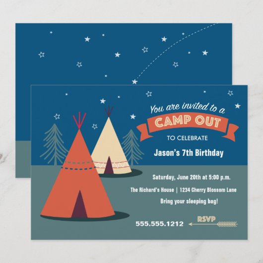 Camp-Out-Party Einladung (Vorne/Hinten)