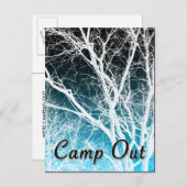Camp-out-Party: Geisterbaum Einladungspostkarte (Vorne/Hinten)