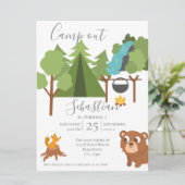 Camp Out Party mit Game auf der Rückseite Einladung (Stehend Vorderseite)